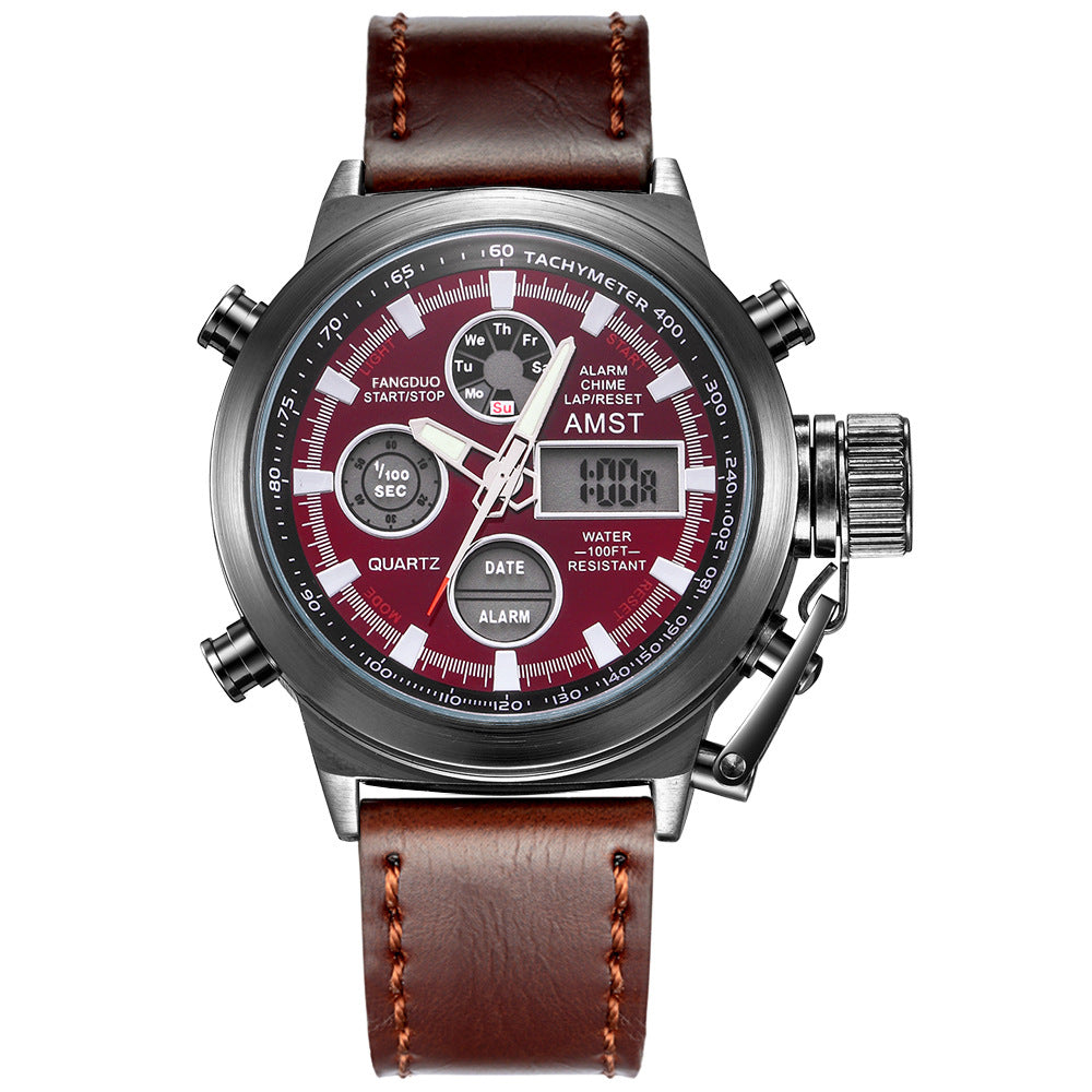 Retro minimalist stylish business casual sports men's electronic watch with digital display