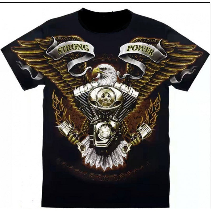 Printed short-sleeved leisure motorcycle shirt by My Store