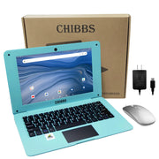 CHIBBS Laptop Computer- 10.1" Inch Kids Laptop Computer Powered by Android 12.0 -Quad Core Processor- 2+64gb ROM-Camera- Bluetooth- 2*USB- WiFi- Blue