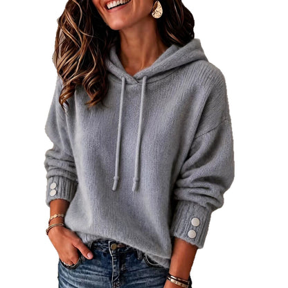Women's hooded drawstring sweatshirt, loose-fit sweater by My Store in a casual style