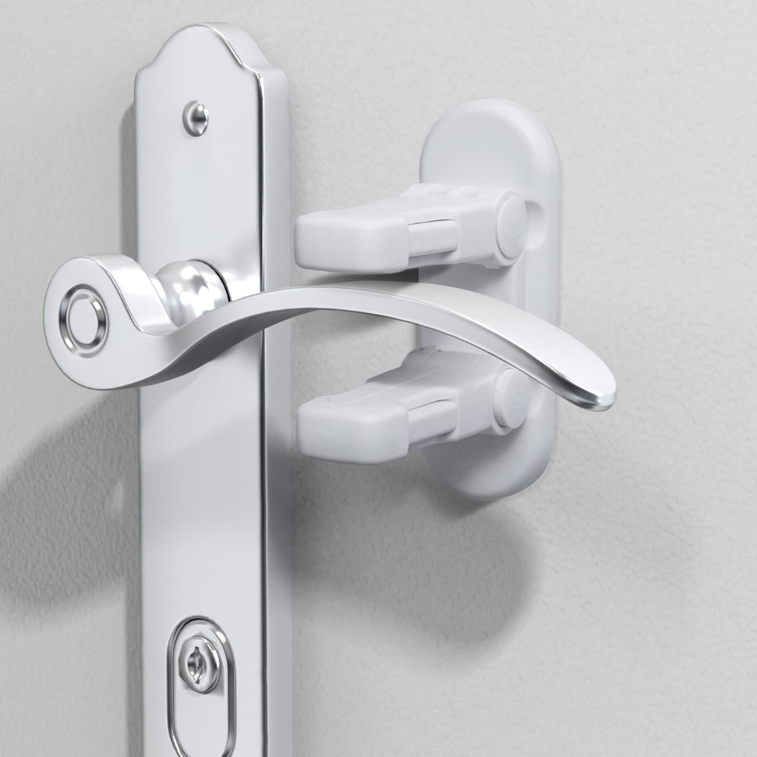 Door Lever Lock (3 Pack) Door Locks for Kids Safety Baby Proofing Door Knob Child Proof Door Knob Covers Child Safety Locks for Doors with 3M Adhesive for Doors Windows Bathtubs Faucets (White)