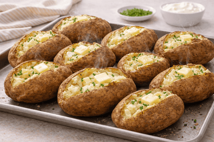 Fresh whole Russet potatoes from BACKUPMYFILESNOW® in a 5 lb bag, showing smooth, brown-skinned potatoes on a clean surface.