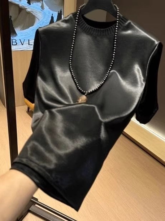 Round-neck men's short-sleeve casual fashion top by My Store