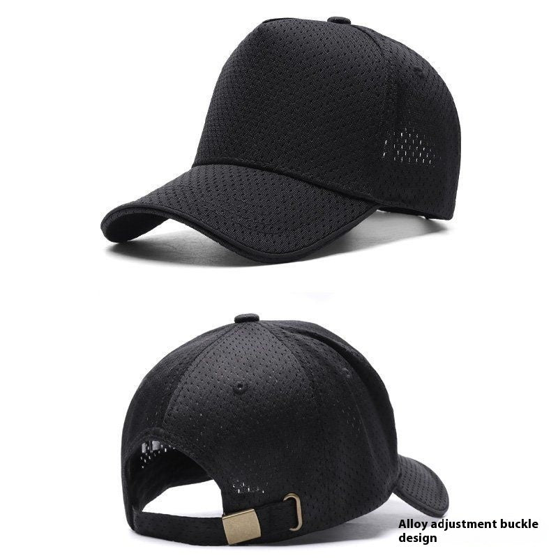 Full mesh breathable high crown baseball cap in black with structured front and mesh back panels