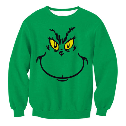 Men's Christmas tree striped digital print sweater with festive knit pattern