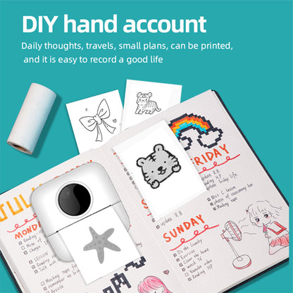 Mini pocket student thermal printer with compact portable design for printing text on the go