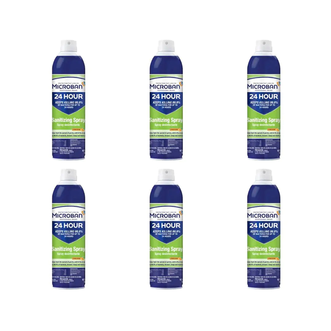 Professional Microban Aerosol Disinfectant Spray 24 Hour Sanitizing and Antibacterial Spray Citrus Scent Pack of 6 15 fl oz. EachBlue