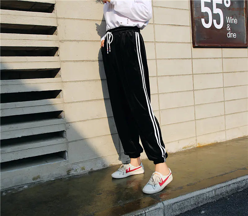 Velvet Harem Pants with Tapered Legs