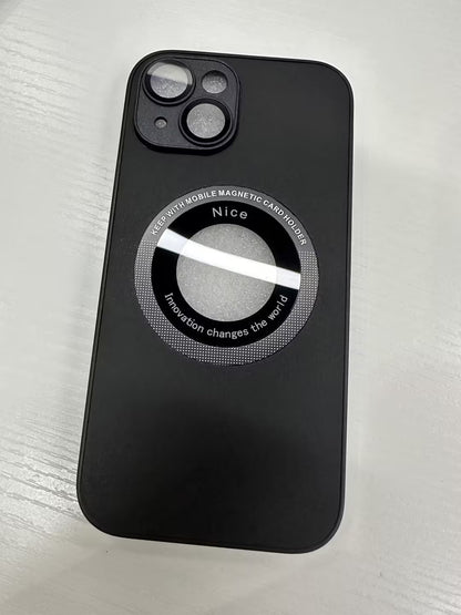 iPhone 15 Pro litchi grain leather phone case in textured black finish
