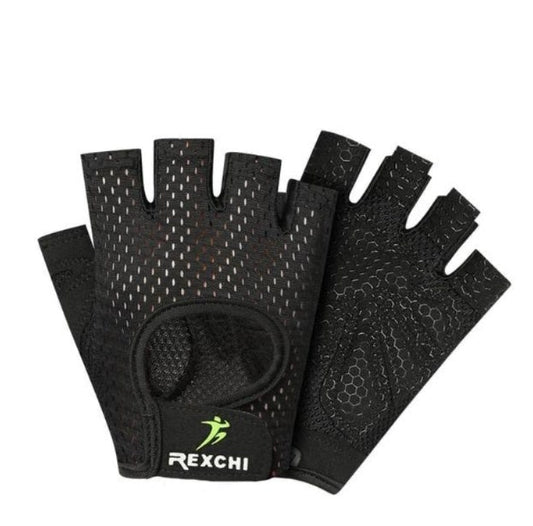 Cycling butterfly mesh breathable thin half-finger fitness gloves in black and gray