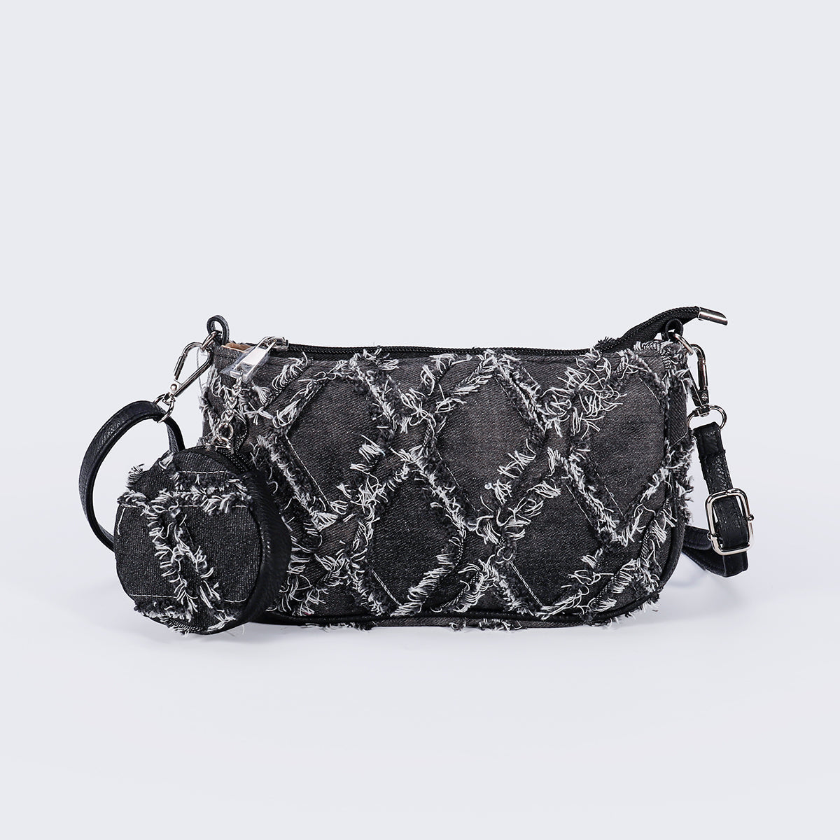 Blue denim crossbody bag from Skyflame GmbH, featuring adjustable strap and casual style, perfect for everyday use.