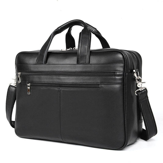 Men's Napa leather handbag briefcase in brown with a comfortable textured finish and structured design