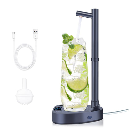 Automatic water bottle dispenser with stand, desktop rechargeable design and added extension tube