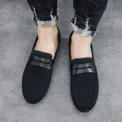 Mens Summer Flyknit Mesh Breathable Slip-On Casual Shoes