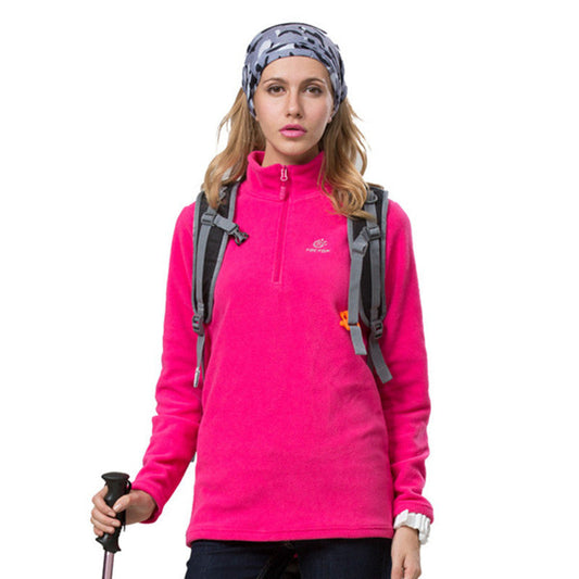 Women's autumn and winter outdoor fleece jacket in a warm new style, shown in a full-length view