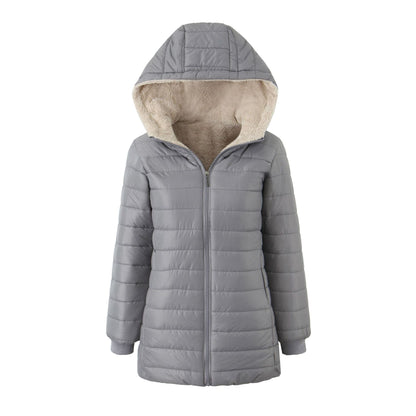 Women's warm hooded fleece-lined coat by My Store in a cozy insulated design
