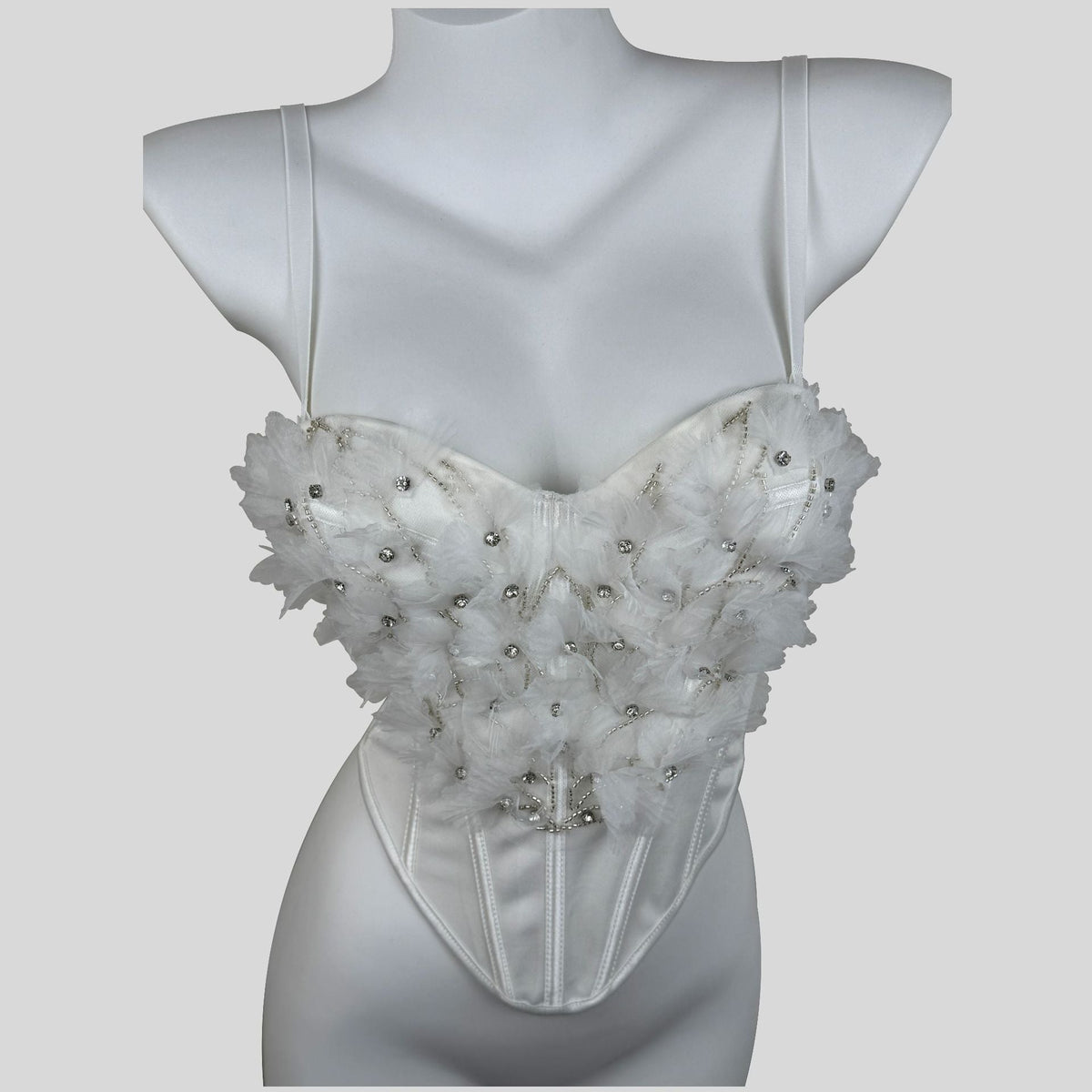 Heavy-duty rhinestone-embellished mesh floral shapewear corset by My Store