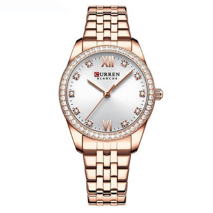 Women's Roman numeral waterproof simple watch with classic minimalist dial and adjustable wristband