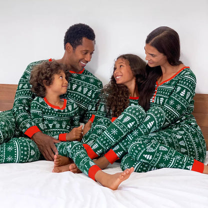 Christmas print contrast color parent-child home service suits by My Store