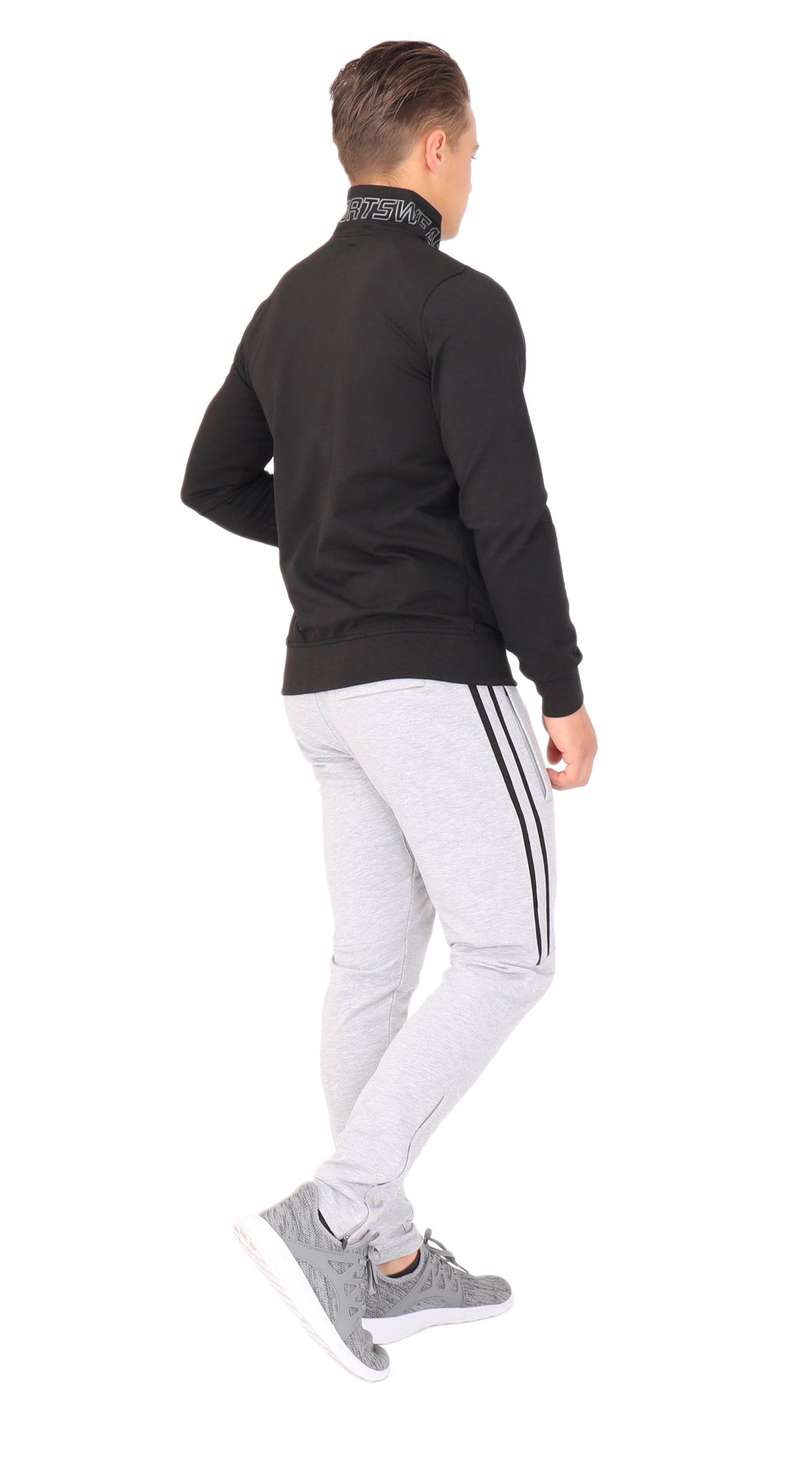 Men's SCR Sportswear All-Day Comfort full zip sweatshirt jacket, back view showing athletic-casual bomber style and comfortable fit.