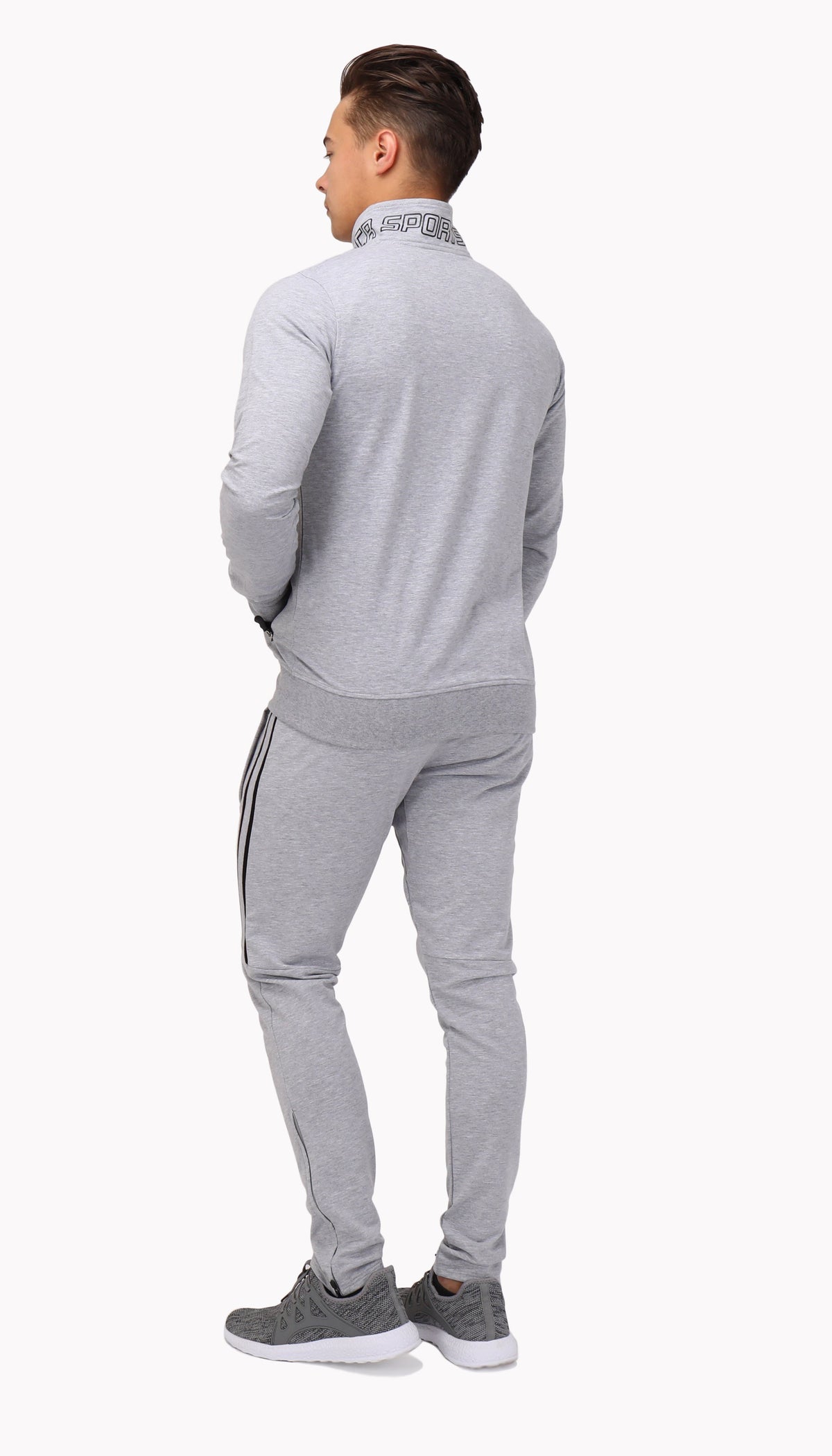 Men's SCR Sportswear All-Day Comfort full zip sweatshirt bomber jacket, back view showing ribbed cuffs and casual athletic style.