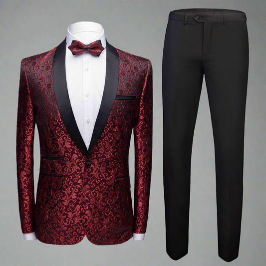 Don John men's 3-piece slim fit suit with blazer, pants, and vest, displayed on a neutral background.