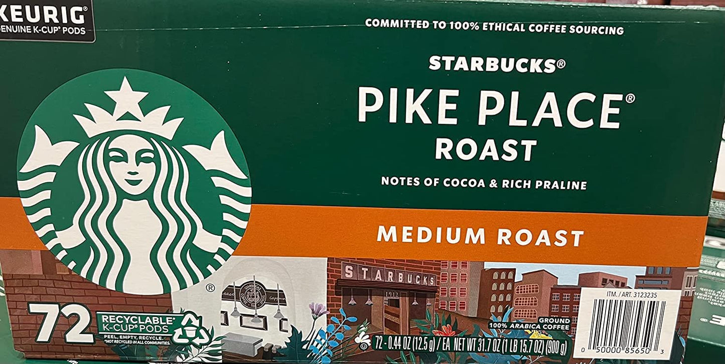 Starbucks K-Cup coffee pods variety pack with blonde, medium, dark roast, and flavored options for hot or iced coffee, 40 pods.