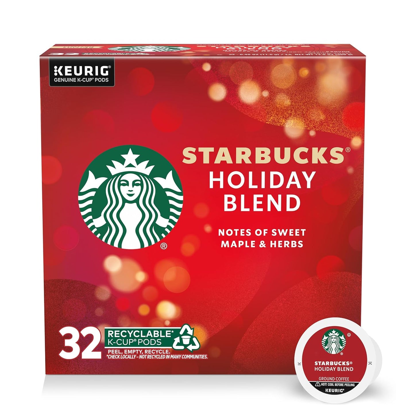 Assorted Starbucks K-Cup coffee pods including Blonde, medium, dark roasts, and flavored options in a variety pack for Keurig brewers