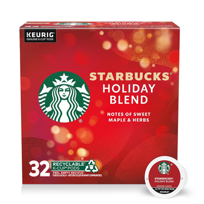 Assorted Starbucks K-Cup coffee pods including Blonde, medium, dark roasts, and flavored options in a variety pack for Keurig brewers