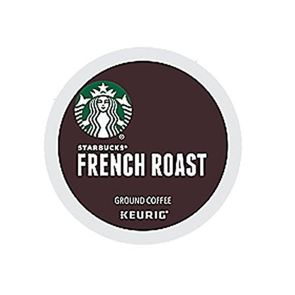 Assorted Starbucks K-Cup coffee pods including Blonde, medium, dark roast, and flavored varieties for hot or iced coffee in a 40-pack.