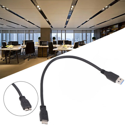 USB 3.0 cable for Seagate Backup Plus Slim and WD Elements 2.5-inch portable external hard drives, black MicroUSB connector.