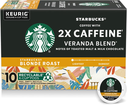 BackupMyFilesNow® Starbucks Blonde Roast K-Cup coffee pods, Veranda Blend, 60 Keurig compatible pods for hot or iced coffee.