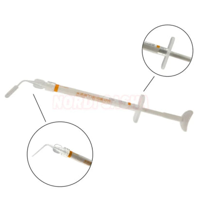 0.5g syringe of BackupMyFilesNow.com oral periodontal antiseptic gel with antibacterial properties, designed for dental use.