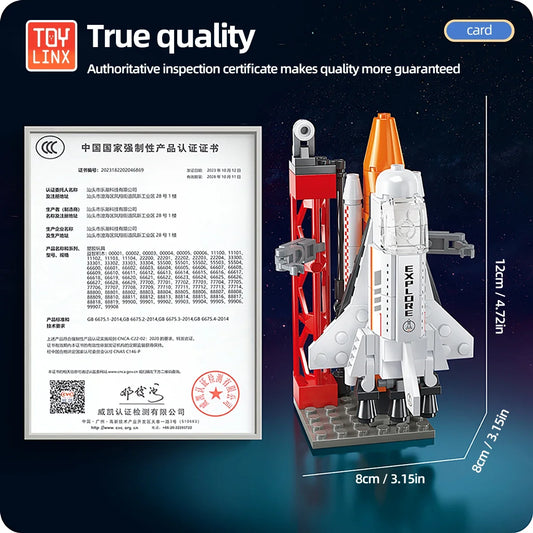 ToyLinx 115-piece spaceship building blocks set featuring a space shuttle for kids, with colorful bricks for exploration and construction.