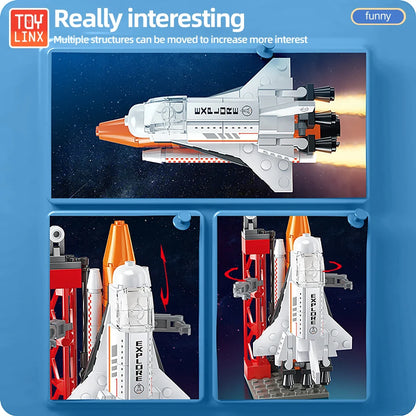 ToyLinx 115-piece space shuttle building blocks set featuring construction rocket bricks for boys and girls for creative play.
