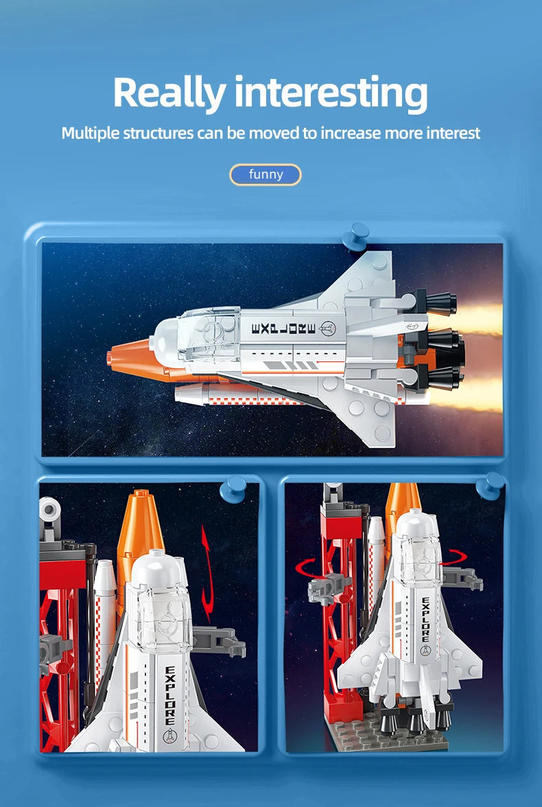 TOYLINX 115PCS spaceship building blocks set with a space shuttle, rocket, and bricks for boys and girls, exploration toy.