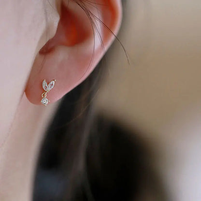 Korean fashion student leaves earrings for women with rhinestone tassel charms, perfect for weddings and party jewelry.