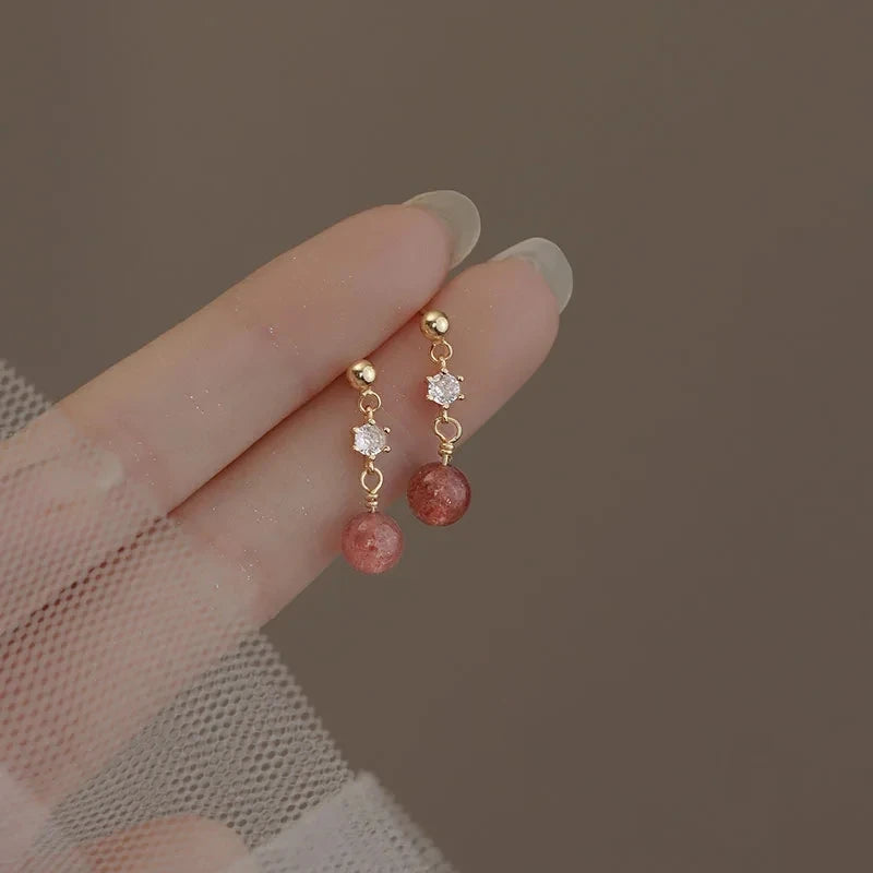 Korean fashion student leaves earrings for women with rhinestones and tassel charms, ideal for wedding or party jewelry.
