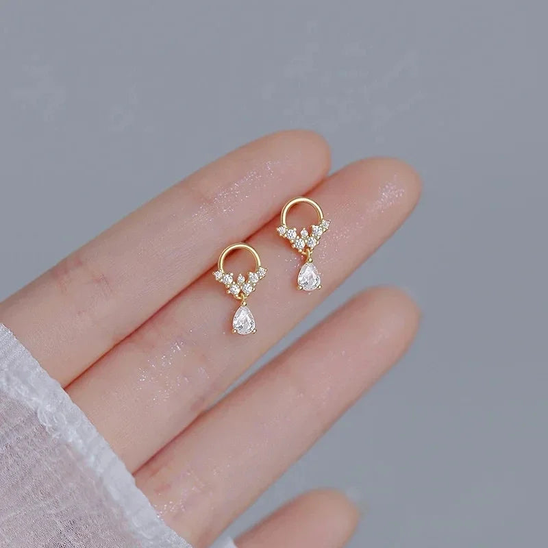 Korean fashion leaf earrings for women with rhinestones, tassel charms, ideal for weddings and parties, stylish jewelry accessory