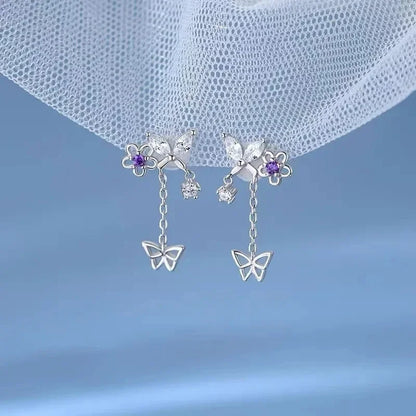 Korean fashion student leaves earrings for women with rhinestone tassel charms, ideal for weddings and parties, stylish jewelry accessory