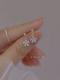 Korean fashion student leaves earrings for women with rhinestone tassel charms, perfect for wedding or party jewelry accessories.