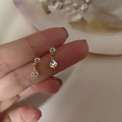 Korean fashion student leaves earrings for women with rhinestone tassel charms, perfect for weddings and special occasions.