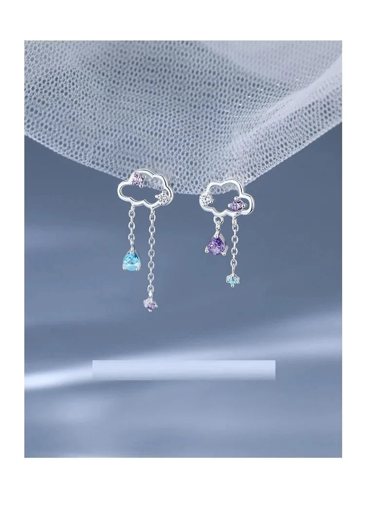 Korean fashion student leaves earrings for women with rhinestone tassel charms, ideal for wedding or party jewelry accessories.