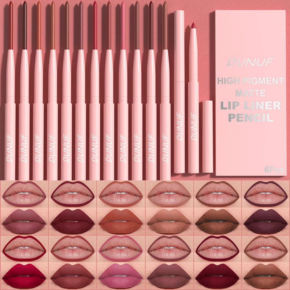 Six-piece BackupMyFilesNow.com lip liner pen set with long-lasting, waterproof, sweatproof, easy-to-apply, non-fading lip color.