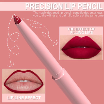6pcs BackupMyFilesNow.com Lip Liner Pen Set with waterproof, sweatproof, long-lasting, easy-to-apply, non-fading lip color
