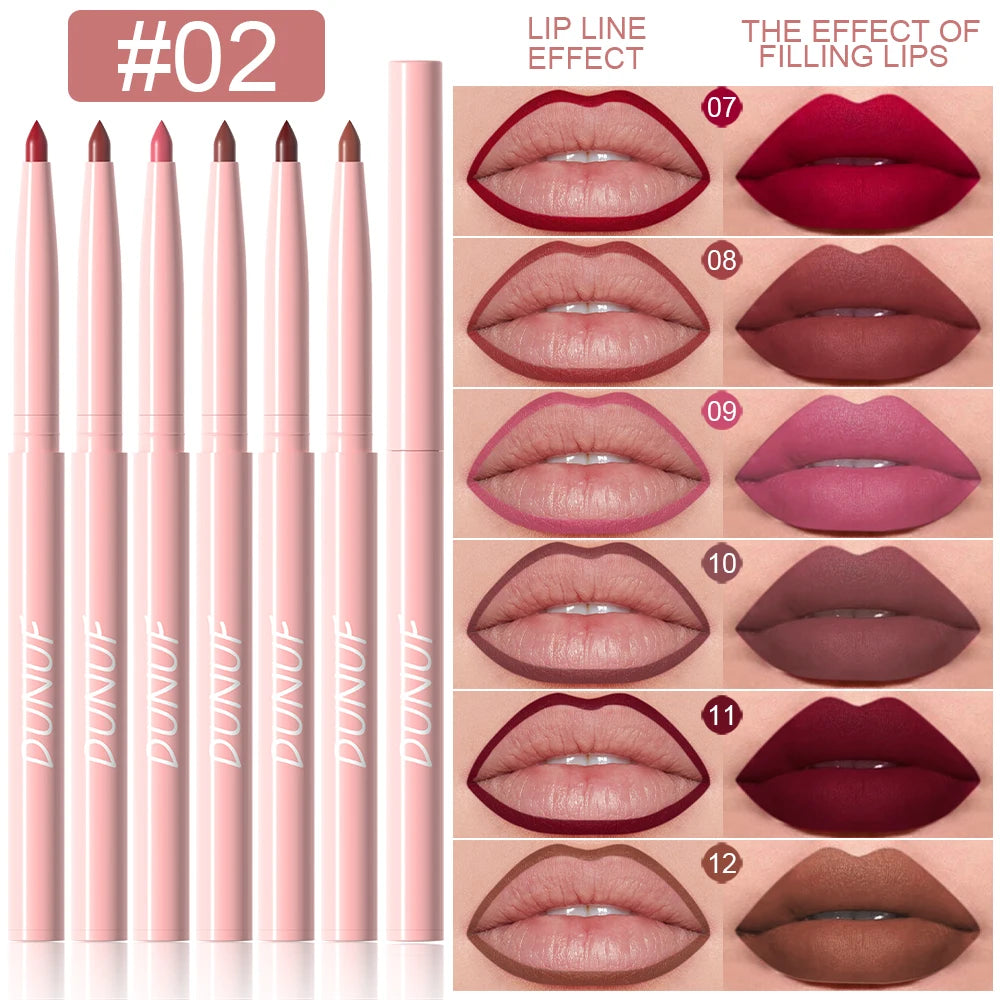 6-piece BackupMyFilesNow.com lip liner pen set with waterproof, sweatproof, long-lasting color for precise, non-fading lip makeup.
