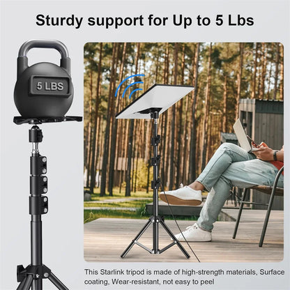Starlink Mini Tripod with Adapter, adjustable height and tilt for Starlink Mini V4, portable and sturdy for RV outdoor camping.