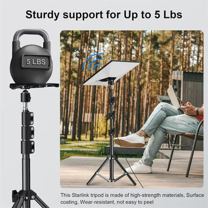 Starlink Mini V4 tripod mount with adjustable height and tilt, outdoor portable tripod for camping and RV travel.