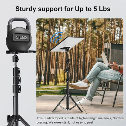 Starlink Mini V4 tripod mount with adjustable height and tilt, outdoor portable tripod for camping and RV travel.