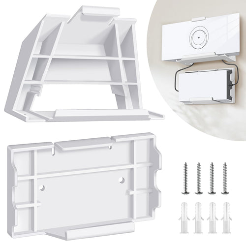 White ABS wall mount bracket for Starlink Gen 3 router and power supply, space-saving design, compatible with high-performance wireless router.